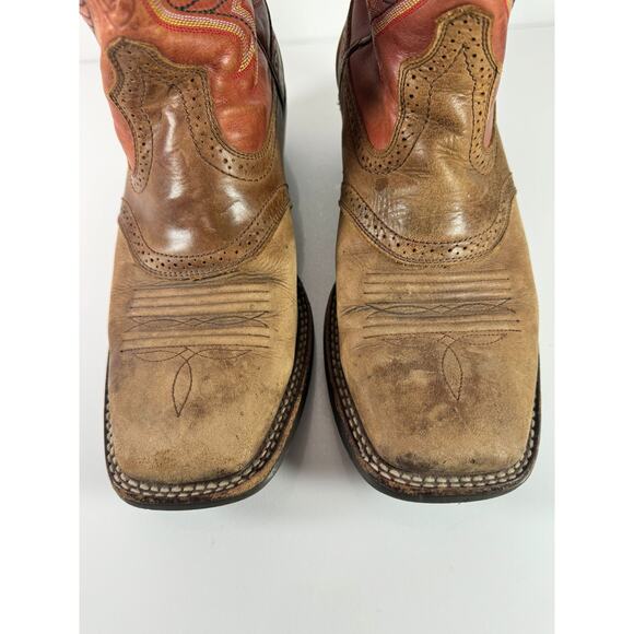 Ariat Mens Crossfire Brown Tan Cowboy Western Leather Boots Distressed Sz 8D - Picture 4 of 7